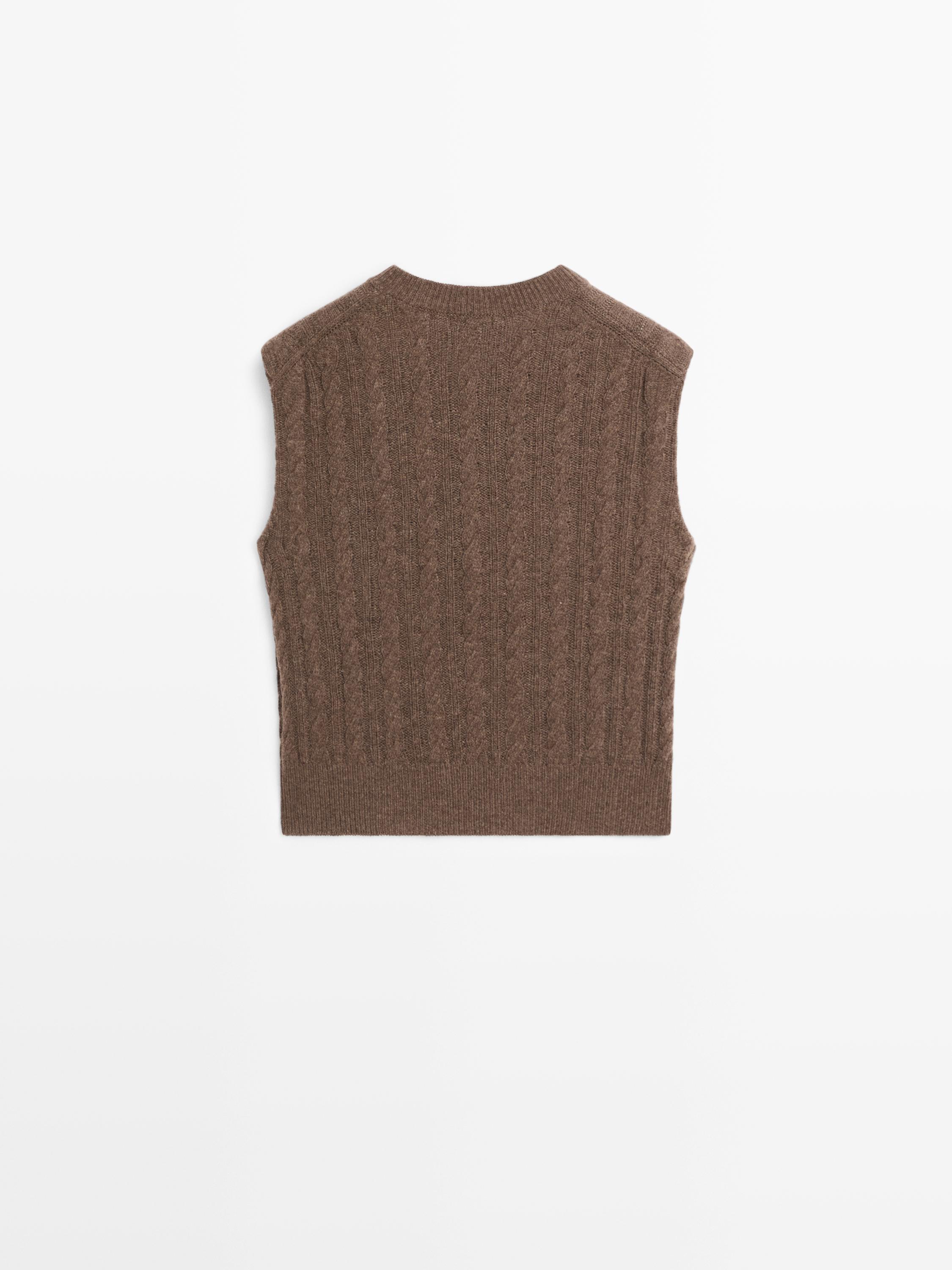 Knit wool blend V-neck vest